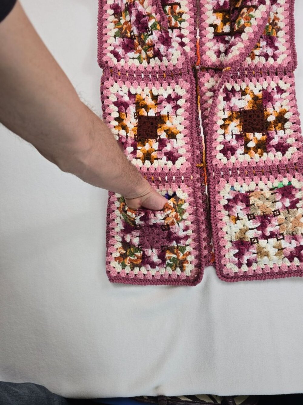 Handmade Crochet Granny Square Vest Pink Purple Boho Medium Large - Picture 3 of 6